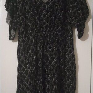 Liz Lange Maternity women's dress sizeL blck/whte short sleeves goth grunge wear